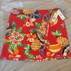 Crown & Ivy Red Floral Pineapple Skirt